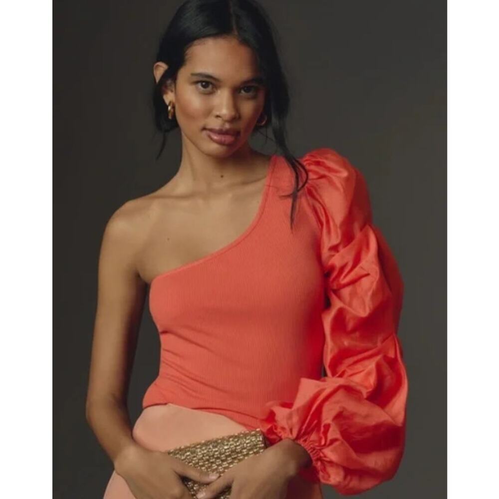 Anthropologie Sunday in Brooklyn Drama Sleeve One-Shoulder Top Size Medium